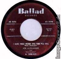 Joe Alexander and the Cubans, Oh Maria, Ballad AA 1008-X45